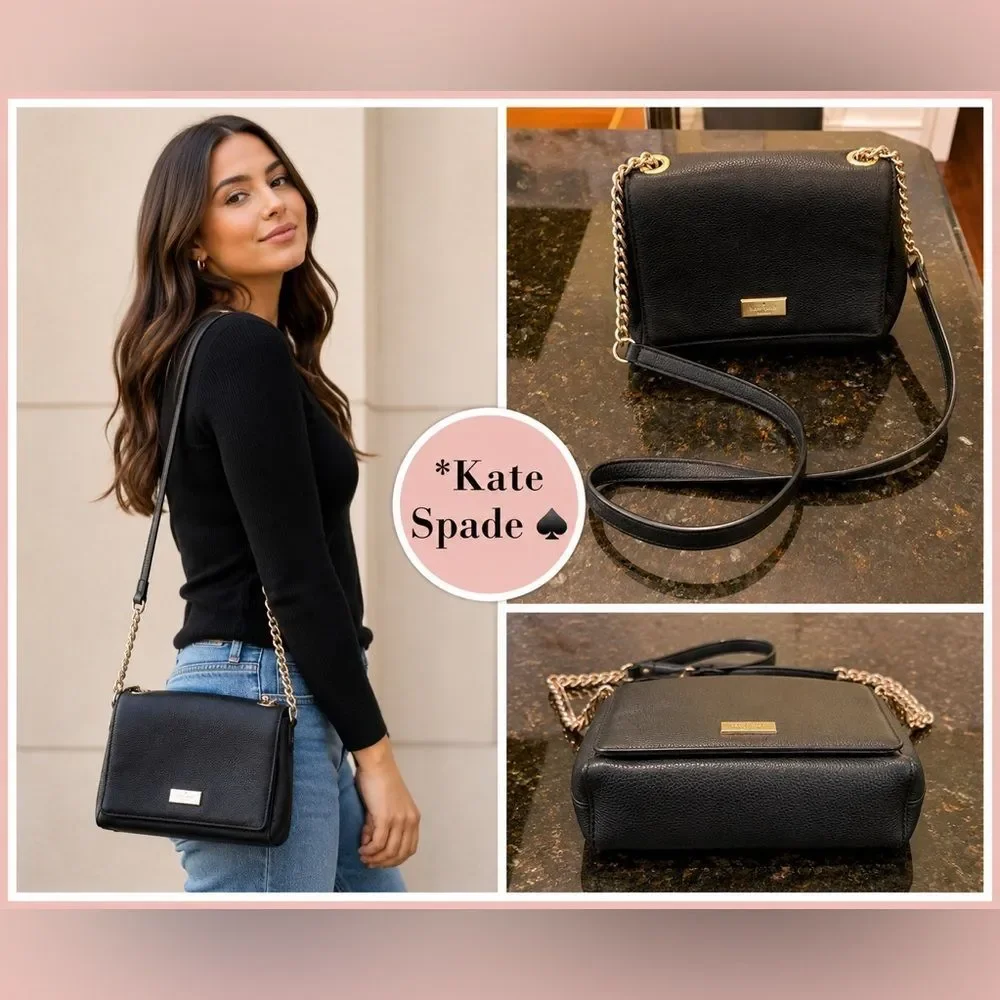 *Kate Spade* Black Leather Chain Handbag EUC